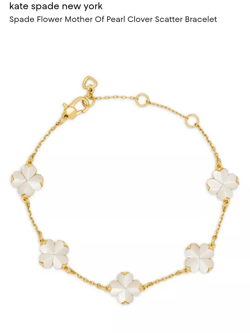 kate spade Gold Tone Mother-of-Pearl Clover Scatter Bracelet